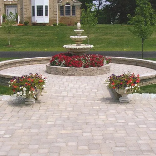 walkway with water feature