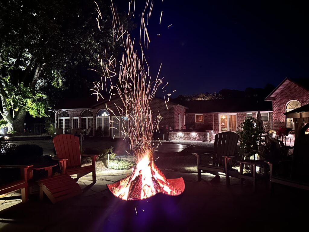 Outdoor firepit and lighting in Zionsville