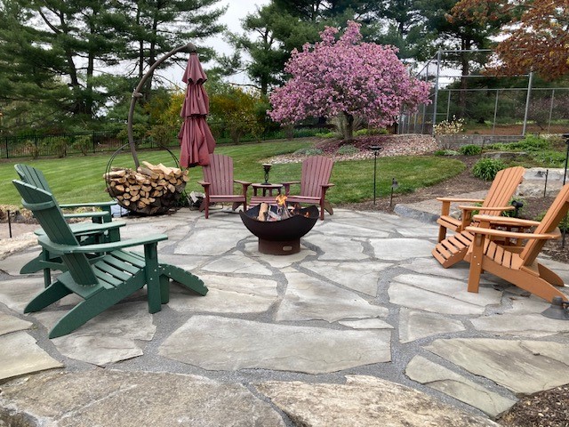 Flag stone patio with chairs in Zionsville