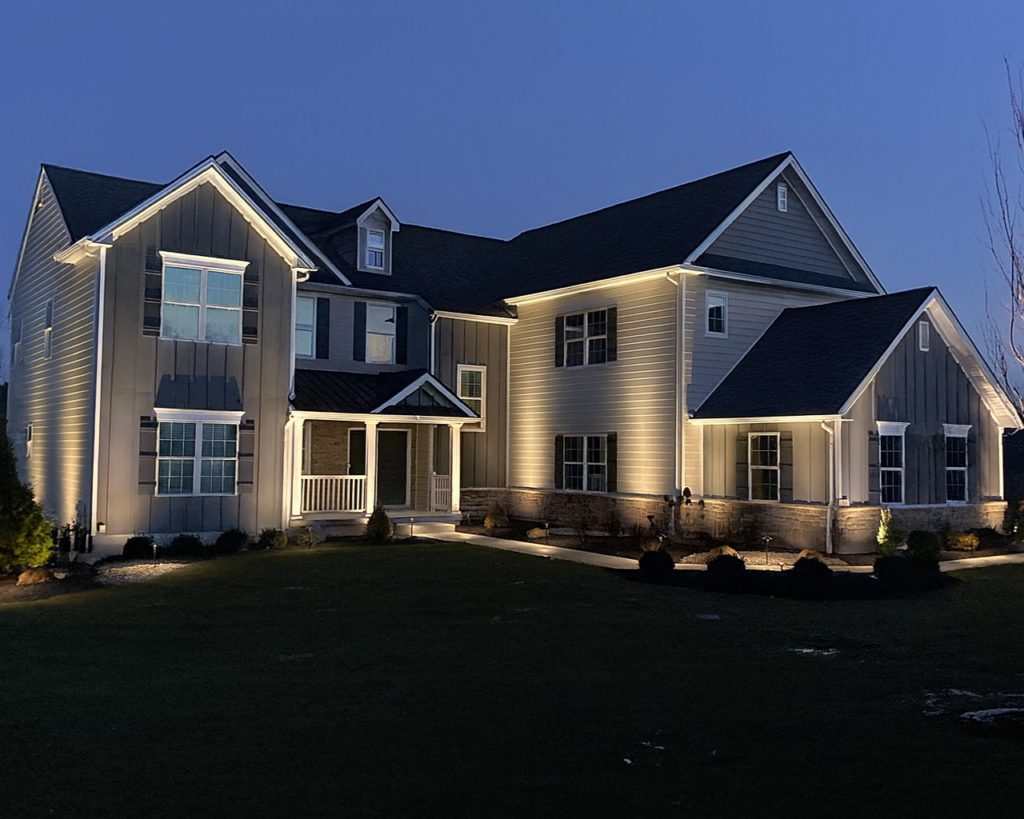 Outdoor lighting on a recently built home